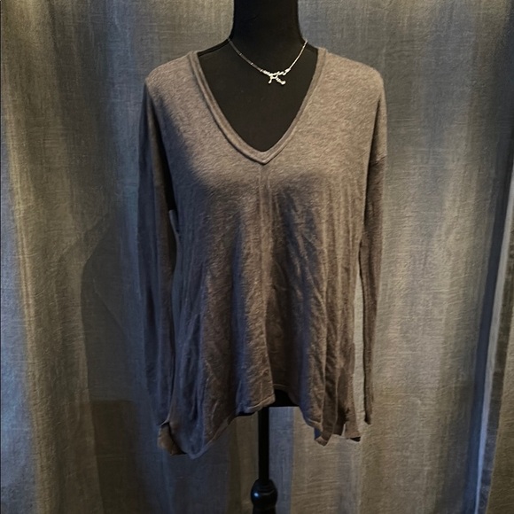 Central Park West Gray Relaxed Long Sleeve Blouse - Picture 1 of 4